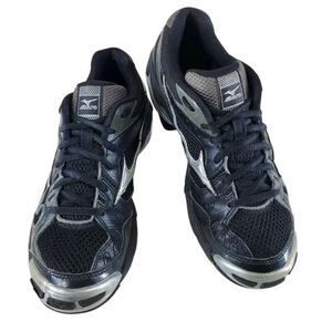 Mizuno Wave Bolt 2 Shoes Womens 8 Black Silver Running Athletic Gym